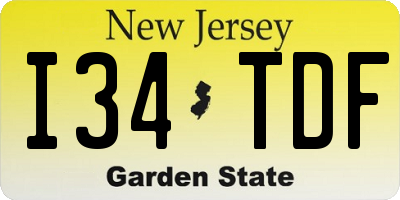 NJ license plate I34TDF