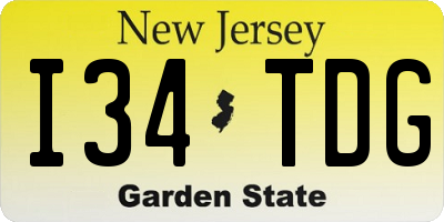 NJ license plate I34TDG