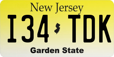 NJ license plate I34TDK