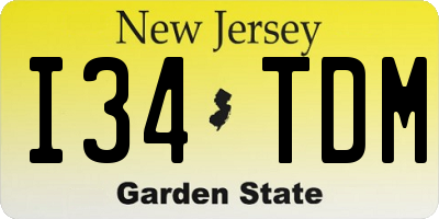 NJ license plate I34TDM