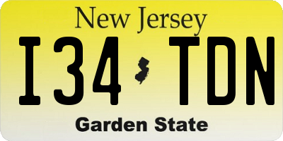 NJ license plate I34TDN