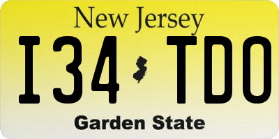 NJ license plate I34TDO