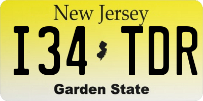 NJ license plate I34TDR