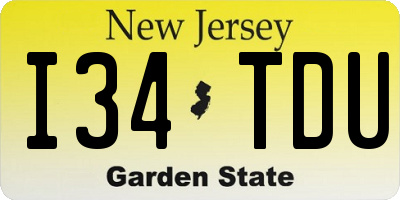 NJ license plate I34TDU