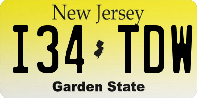 NJ license plate I34TDW