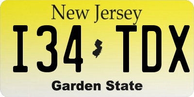 NJ license plate I34TDX