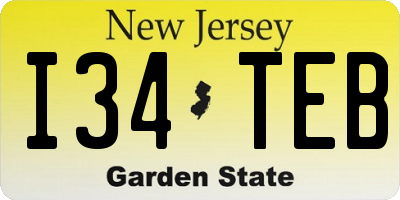 NJ license plate I34TEB