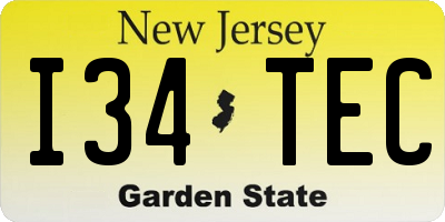 NJ license plate I34TEC