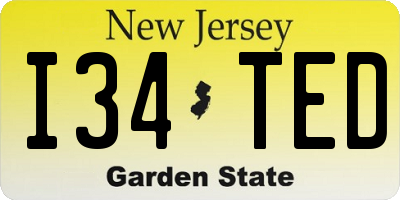 NJ license plate I34TED