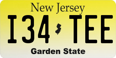 NJ license plate I34TEE
