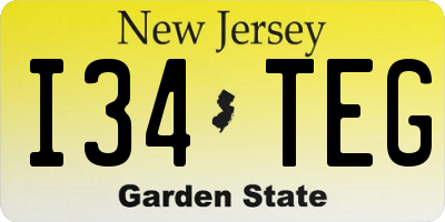NJ license plate I34TEG