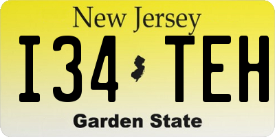 NJ license plate I34TEH
