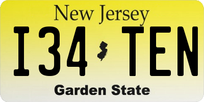 NJ license plate I34TEN