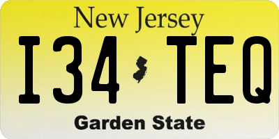 NJ license plate I34TEQ