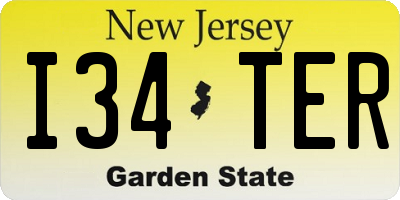 NJ license plate I34TER