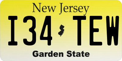NJ license plate I34TEW