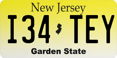 NJ license plate I34TEY