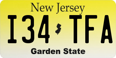 NJ license plate I34TFA