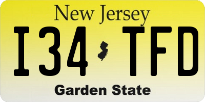 NJ license plate I34TFD