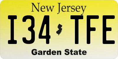 NJ license plate I34TFE