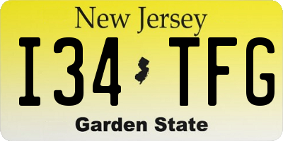 NJ license plate I34TFG