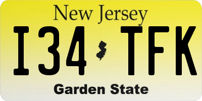 NJ license plate I34TFK