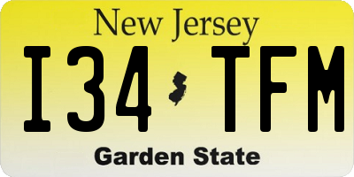 NJ license plate I34TFM