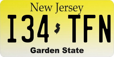 NJ license plate I34TFN
