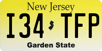 NJ license plate I34TFP