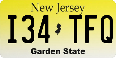NJ license plate I34TFQ