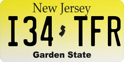 NJ license plate I34TFR