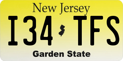 NJ license plate I34TFS