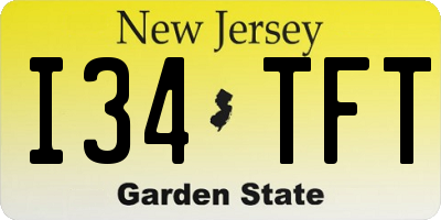 NJ license plate I34TFT