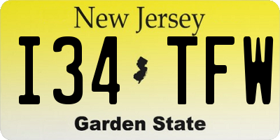 NJ license plate I34TFW