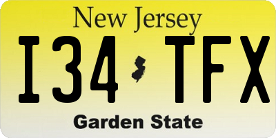 NJ license plate I34TFX