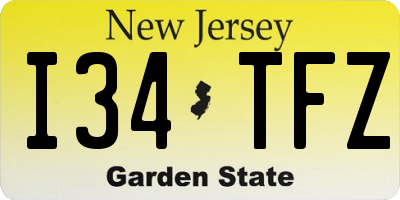 NJ license plate I34TFZ