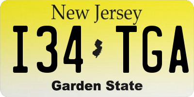 NJ license plate I34TGA