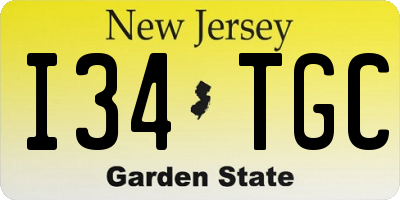 NJ license plate I34TGC