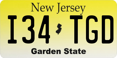 NJ license plate I34TGD