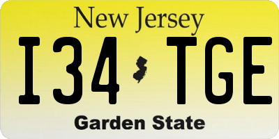 NJ license plate I34TGE