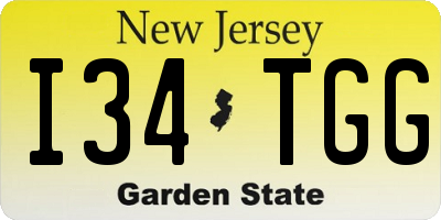 NJ license plate I34TGG