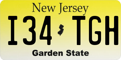 NJ license plate I34TGH