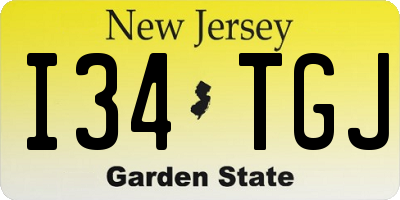 NJ license plate I34TGJ