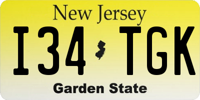 NJ license plate I34TGK