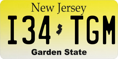NJ license plate I34TGM