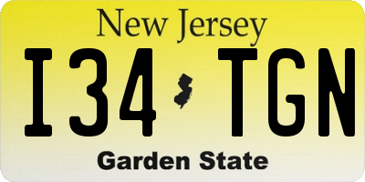 NJ license plate I34TGN