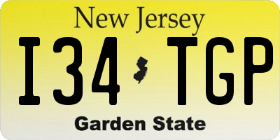 NJ license plate I34TGP