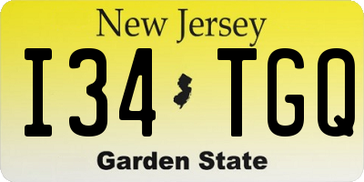 NJ license plate I34TGQ