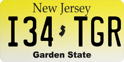 NJ license plate I34TGR