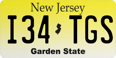 NJ license plate I34TGS